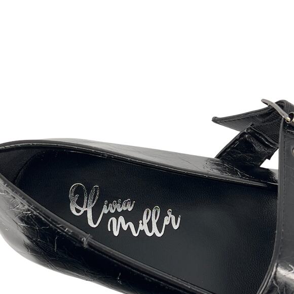 Olivia Miller Mary Jane Ballet Flats Unembellished Style 6.5 Glossy Black Crinkl - Picture 12 of 15